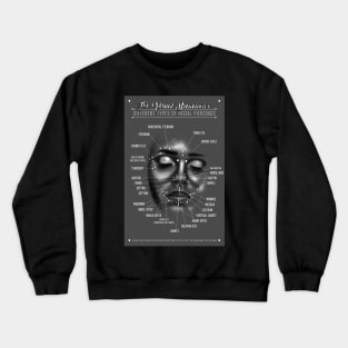 Facial Piercing Chart, Black and Grey Crewneck Sweatshirt